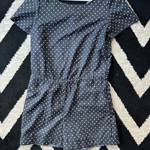 LOFT Navy and White Polka Dot Romper